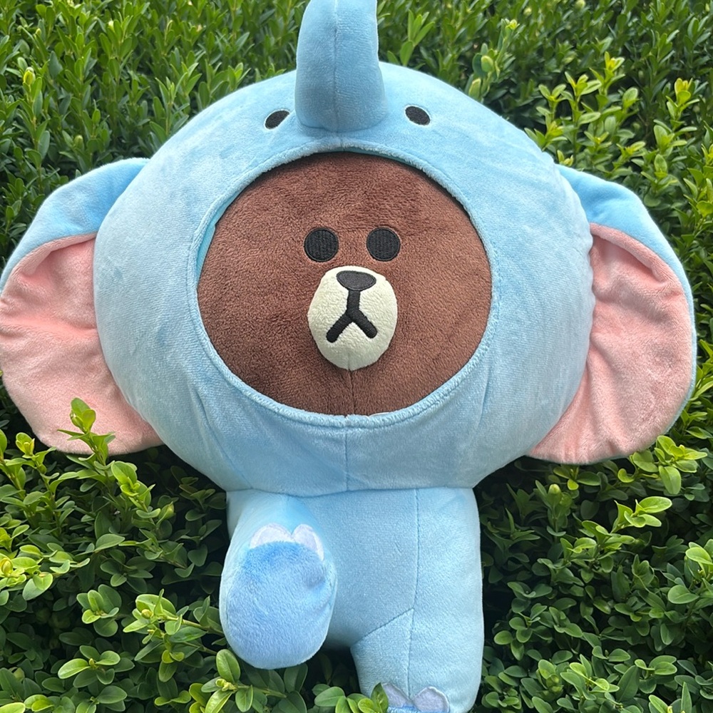 Line Friends Jungle Brown Bear  Elephant Costume Stuffed Animal 14” Plush